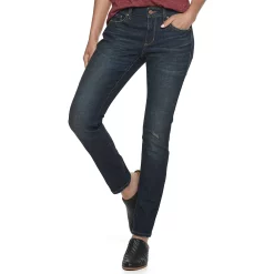 Women's Sonoma Goods For Life® Supersoft Stretch Midrise Skinny Jeans -SONOMA Store 2954787 Deep Rinse Crosshatch