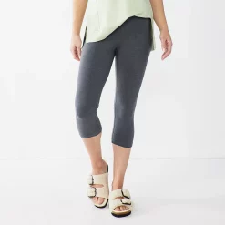 Petite Sonoma Goods For Life® Wide-Waist Capri Leggings -SONOMA Store 3590181 Gray