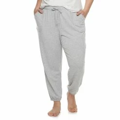 Plus Size Sonoma Goods For Life® Elastic Hem Essential Pajama Pants -SONOMA Store 3671959 Charcoal Heather