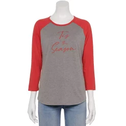 Women's Sonoma Goods For Life® Baseball Tee 18 Women's Sonoma Goods For Life® Baseball Tee -SONOMA Store 4008826 Tis The Season Grey