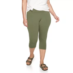 Plus Size Sonoma Goods For Life® Knit Capri Leggings -SONOMA Store 4878367 Olive
