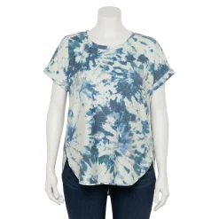 Plus Size Sonoma Goods For Life® Supersoft Short Sleeve Top -SONOMA Store 4886368 Blue Dye Effect