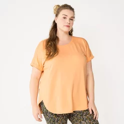 Plus Size Sonoma Goods For Life® Supersoft Short Sleeve Top -SONOMA Store 4886368 Peach