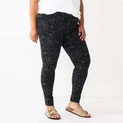 Plus Size Sonoma Goods For Life® Midrise Leggings -SONOMA Store 4966829 Black Floral