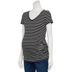 Maternity Sonoma Goods For Life® Essential V-Neck Tee -SONOMA Store 4980526 Black Stripe