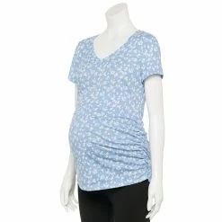 Maternity Sonoma Goods For Life® Essential V-Neck Tee -SONOMA Store 4980526 Blue Ditsy Floral