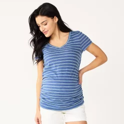 Maternity Sonoma Goods For Life® Essential V-Neck Tee -SONOMA Store 4980526 Blue Stripe