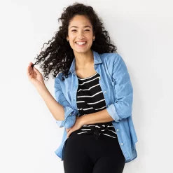 Women's Sonoma Goods For Life® Essential Everyday Button-Down Shirt -SONOMA Store 4991213 Denim