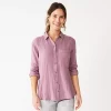 Women's Sonoma Goods For Life® Essential Everyday Button-Down Shirt -SONOMA Store 4991213 Lavender Texture