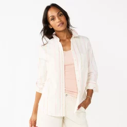 Women's Sonoma Goods For Life® Essential Everyday Button-Down Shirt -SONOMA Store 4991213 White Multi Stripe