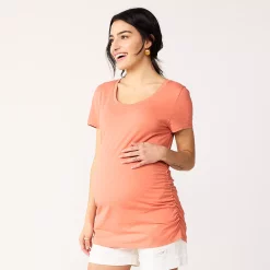 Maternity Sonoma Goods For Life® Essential Scoopneck Tee -SONOMA Store 4998304 Coral
