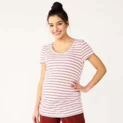 Maternity Sonoma Goods For Life® Essential Scoopneck Tee -SONOMA Store 4998304 Rust Stripe