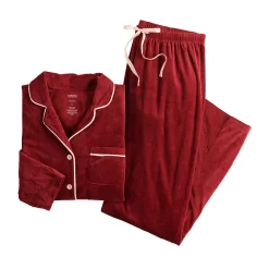 Women's Sonoma Goods For Life® Velour Long Sleeve Pajama Shirt & Pajama Pants Sleep Set 23 Women's Sonoma Goods For Life® Velour Long Sleeve Pajama Shirt & Pajama Pants Sleep Set -SONOMA Store 5033010 ALT5