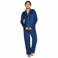 Women's Sonoma Goods For Life® Velour Long Sleeve Pajama Shirt & Pajama Pants Sleep Set 19 Women's Sonoma Goods For Life® Velour Long Sleeve Pajama Shirt & Pajama Pants Sleep Set -SONOMA Store 5033010 Navy Dot