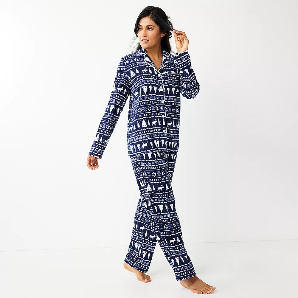 Women's Sonoma Goods For Life® Velour Long Sleeve Pajama Shirt & Pajama Pants Sleep Set 6 Women's Sonoma Goods For Life® Velour Long Sleeve Pajama Shirt & Pajama Pants Sleep Set - Image 4