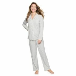 Women's Sonoma Goods For Life® Velour Long Sleeve Pajama Shirt & Pajama Pants Sleep Set 20 Women's Sonoma Goods For Life® Velour Long Sleeve Pajama Shirt & Pajama Pants Sleep Set -SONOMA Store 5033010 Silver Heather
