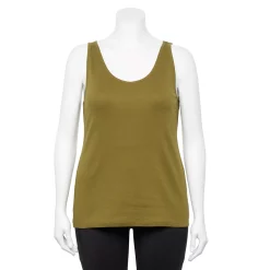 Plus Size Sonoma Goods For Life® Everyday Rib Tank -SONOMA Store 5035582 Odyssey Green