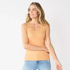 Women's Sonoma Goods For Life® Everyday Ribbed Tank 45 Women's Sonoma Goods For Life® Everyday Ribbed Tank -SONOMA Store 5046234 Peach
