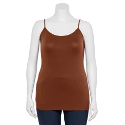 Plus Size Sonoma Goods For Life® Spaghetti Strap Cami -SONOMA Store 5158435 Chocolate