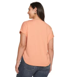 Plus Size Sonoma Goods For Life® Dolman Short Sleeve Button Front Top -SONOMA Store 5204508 ALT