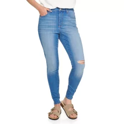 Petite Sonoma Goods For Life® High-Waisted Curvy Skinny Jeans -SONOMA Store 5214841 Weise Destructed