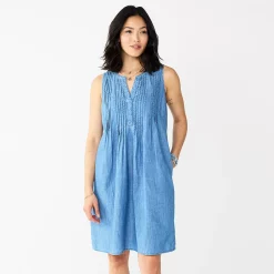 Women's Sonoma Goods For Life® Pintuck Linen-Blend Dress 29 Women's Sonoma Goods For Life® Pintuck Linen-Blend Dress -SONOMA Store 5215954 Chambray