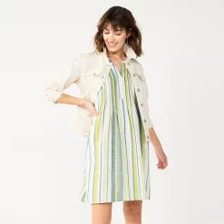 Women's Sonoma Goods For Life® Pintuck Linen-Blend Dress 28 Women's Sonoma Goods For Life® Pintuck Linen-Blend Dress -SONOMA Store 5215954 Multi Green Stripe