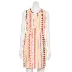 Women's Sonoma Goods For Life® Pintuck Linen-Blend Dress 24 Women's Sonoma Goods For Life® Pintuck Linen-Blend Dress -SONOMA Store 5215954 Pink Geo Stripes