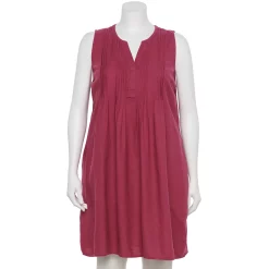 Plus Size Sonoma Goods For Life® Pintuck Linen-Blend Dress -SONOMA Store 5223428 Clematis Mauve