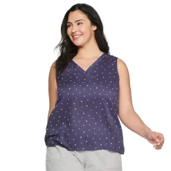 Plus Size Sonoma Goods For Life® V-Neck Tank -SONOMA Store 5226888 Purple Floral Dot
