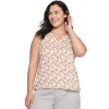 Plus Size Sonoma Goods For Life® V-Neck Tank -SONOMA Store 5226888 Tan Maggie Floral