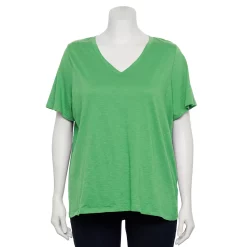 Plus Size Sonoma Goods For Life® Everyday V-Neck Tee -SONOMA Store 5232140 Aloe Vera