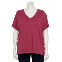 Plus Size Sonoma Goods For Life® Everyday V-Neck Tee -SONOMA Store 5232140 Clematis Mauve