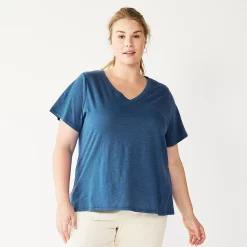 Plus Size Sonoma Goods For Life® Everyday V-Neck Tee -SONOMA Store 5232140 Cobalt Blue