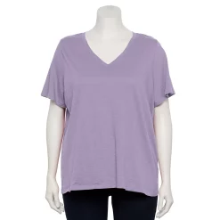 Plus Size Sonoma Goods For Life® Everyday V-Neck Tee -SONOMA Store 5232140 Leland Purple