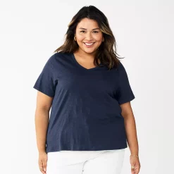 Plus Size Sonoma Goods For Life® Everyday V-Neck Tee -SONOMA Store 5232140 Navy