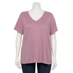 Plus Size Sonoma Goods For Life® Everyday V-Neck Tee -SONOMA Store 5232145 Dusty Purple