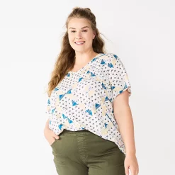 Plus Size Sonoma Goods For Life® Everyday V-Neck Tee -SONOMA Store 5232145 Ivory Quilt