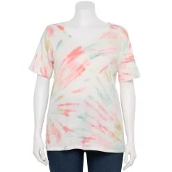 Plus Size Sonoma Goods For Life® Everyday V-Neck Tee -SONOMA Store 5232145 Red White Blue Tie Dye