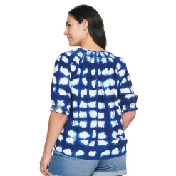 Plus Size Sonoma Goods For Life® Elbow Smocked Neck Top -SONOMA Store 5232730 ALT