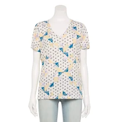 Petite Sonoma Goods For Life® Everyday Short Sleeve V-Neck Tee -SONOMA Store 5234230 Ivory Quilt