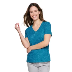 Petite Sonoma Goods For Life® Everyday Short Sleeve V-Neck Tee -SONOMA Store 5234230 Teal Texture