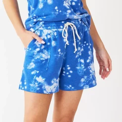 Women's Sonoma Goods For Life® French Terry Sweat Shorts -SONOMA Store 5234547 Blue Bleach Floral