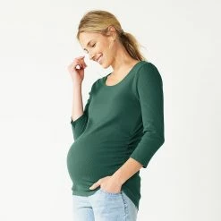 Maternity Sonoma Goods For Life® Essential Scoopneck Tee -SONOMA Store 5236820 Valiant Green
