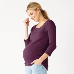 Maternity Sonoma Goods For Life® Essential Scoopneck Tee -SONOMA Store 5236820 Vibrant Berry