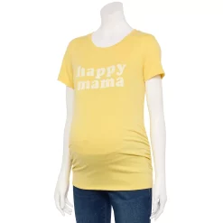 Maternity Sonoma Goods For Life® Fitted Crewneck Graphic Tee -SONOMA Store 5237042 Yellow Happy Mama