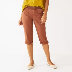 Women's Sonoma Goods For Life® Comfort Waist Pull-On Capri Pants -SONOMA Store 5237938 Cinnamon