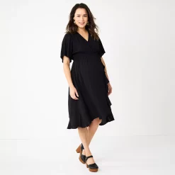 Maternity Sonoma Goods For Life® Flutter Sleeve Wrap Dress -SONOMA Store 5241695 Black