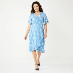 Maternity Sonoma Goods For Life® Flutter Sleeve Wrap Dress -SONOMA Store 5241695 Blue Floral