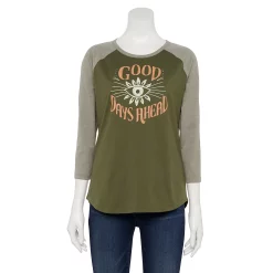 Women's Sonoma Goods For Life® Three Quarter Sleeve Baseball Graphic Tee 18 Women's Sonoma Goods For Life® Three Quarter Sleeve Baseball Graphic Tee -SONOMA Store 5242169 Olive Good Days